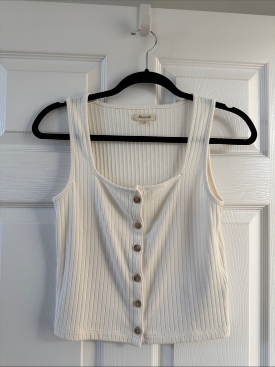 Madewell Tops - Madewell Ivory Ribbed Button-Front Tank